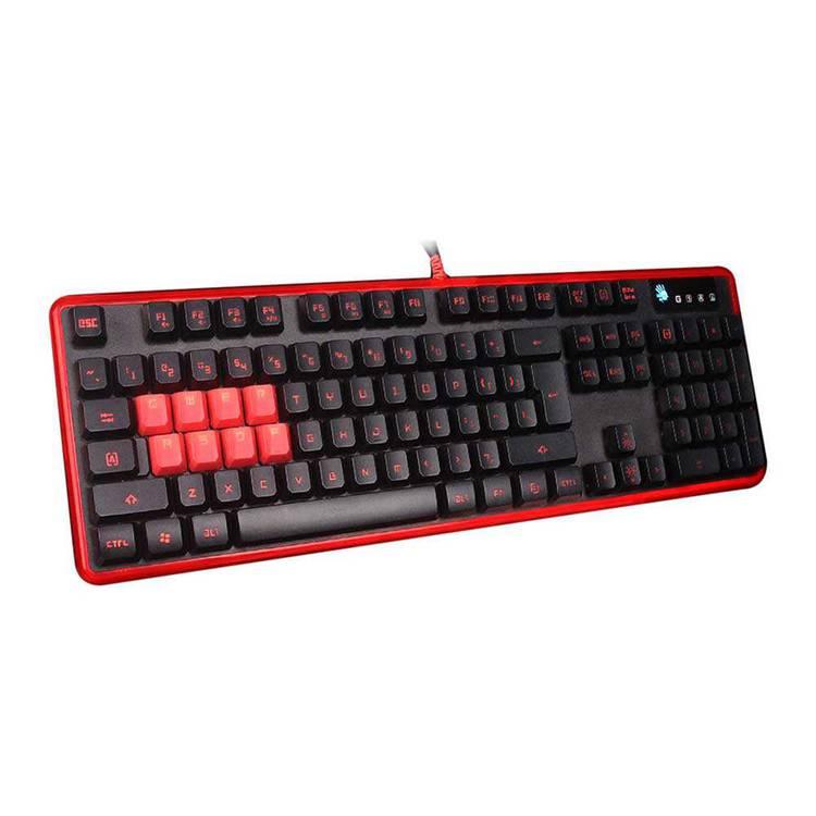 Bloody B2278 8 Light Strike Optical Mechanical Gaming Keyboard, gaming silicon keysو Anti-ghosting & fully programmable  - Black/Red