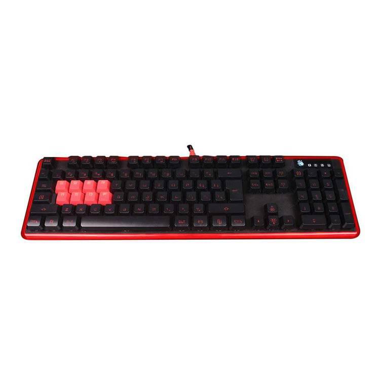 Bloody B2278 8 Light Strike Optical Mechanical Gaming Keyboard, gaming silicon keysو Anti-ghosting & fully programmable  - Black/Red