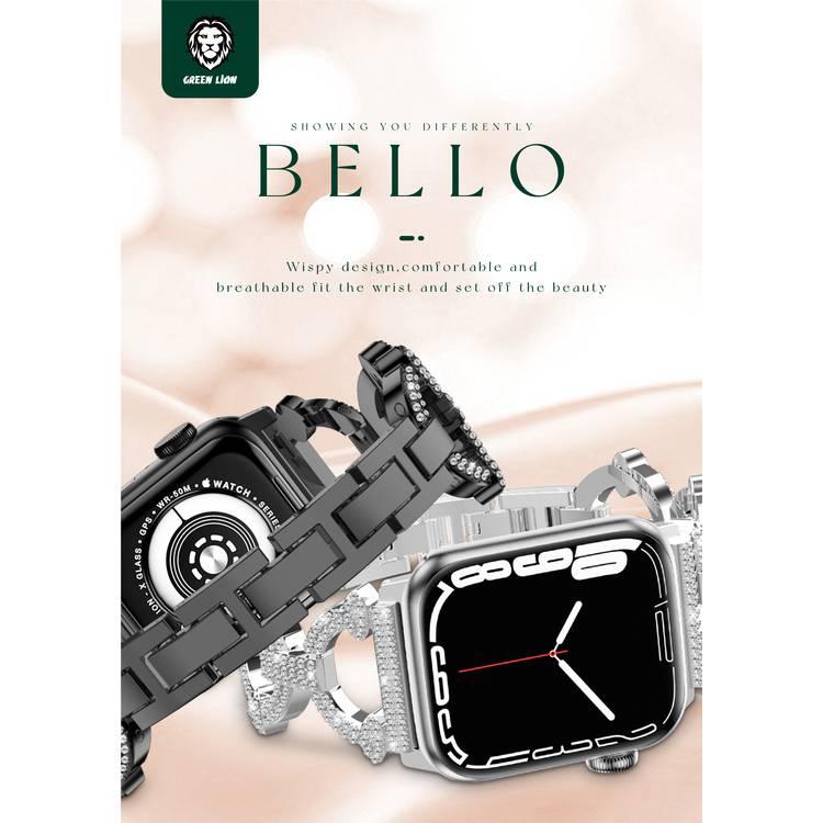 Green Lion Bello Cyrstal Strap for Apple Watch 42/44/45MM, Suitable Size, Unique Design - Silver