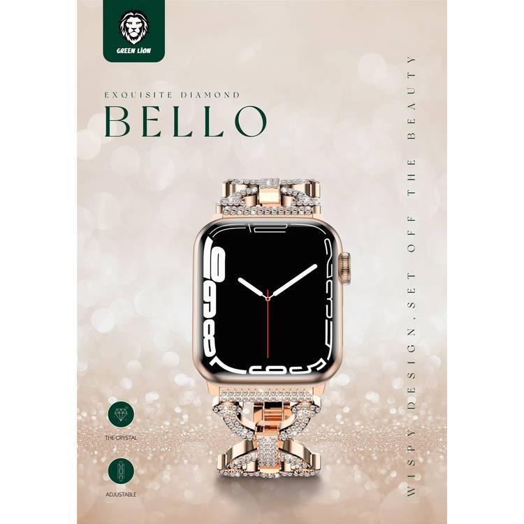 Green Lion Bello Cyrstal Strap for Apple Watch 42/44/45MM, Suitable Size, Unique Design -  Rose Gold