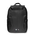 CG mobile BMW Computer Leather & PU Nylon Backpack, 15", Suitable For Outdoor, Business, Office, School - Black