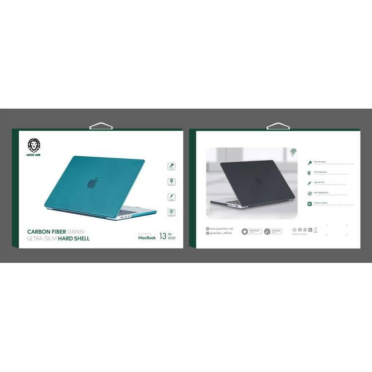 Green Lion Carbon Fiber Grain Ultra-Slim HardShell Case, Compatible with Macbook Pro 13"  - Cyan