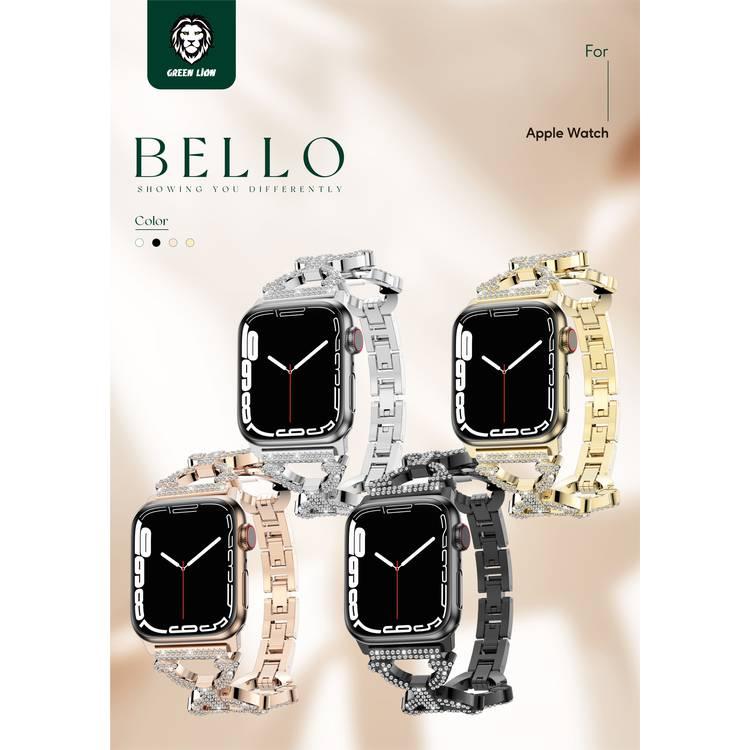 Green Lion Bello Cyrstal Strap for Apple Watch 42/44/45MM, Suitable Size, Unique Design - Black
