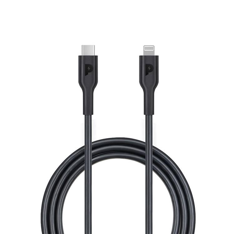 Powerology Type-C To Lightning Cable PD 20W, Fast Data Sync And Charge, Universal Compatibility -  Black