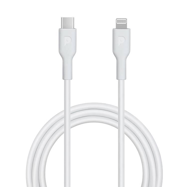 Powerology Type-C To Lightning Cable PD 20W, Fast Data Sync And Charge, Universal Compatibility -  White