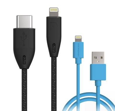 Powerology Braided Lightning Cable Set: 0.9m/3ft ( Black ) + 3m/10ft ( Jay ) - Black/Blue