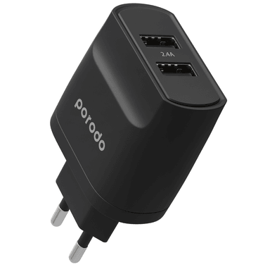 Porodo Blue 2 Pin Dual Port Wall Charger 2.4A