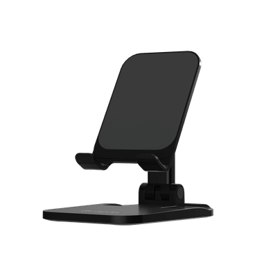 Devia Desktop Folding Stand For Phone, Anti-Slip Design, Safe & Secured, Portable Stand for Smartphones  Bedside, Office, Kitchen Table - Black