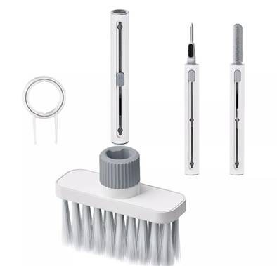 Green Lion 5 in 1 Multifunctional Cleaning Brush, High-Density Brush, Flocking Sponge, Metal Pen Tip - White 