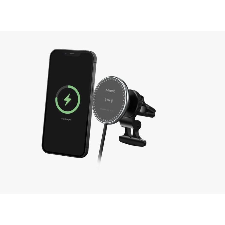 Porodo 3 in 1 Magnetic 15W Wireless Car Charger Mount with 20W PD Car Charger