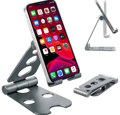 Powerology Universal Foldable Stand, Compatible for Smartphones & Tablets - Silver