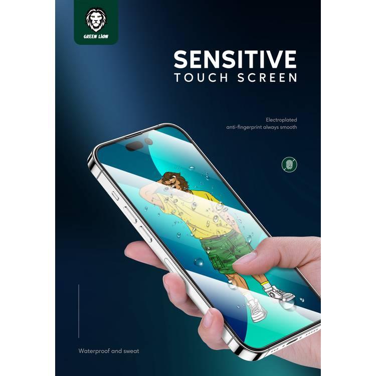 Green 3D Silicone HD Glass Screen Protector Compatible with iPhone 14 Pro