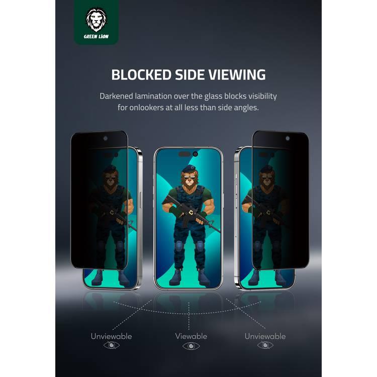 Green 3D PET Privacy Glass Screen Protector iPhone 14 Compatibility - Black