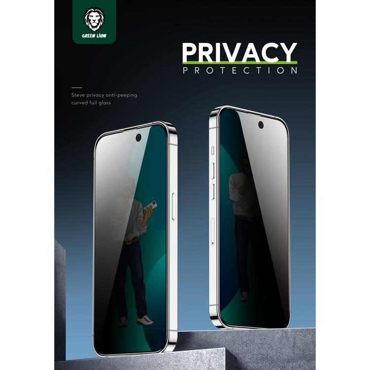 Green 9H Steve Privacy Full Glass Screen Protector iPhone 14 Pro Max Compatibility - Black