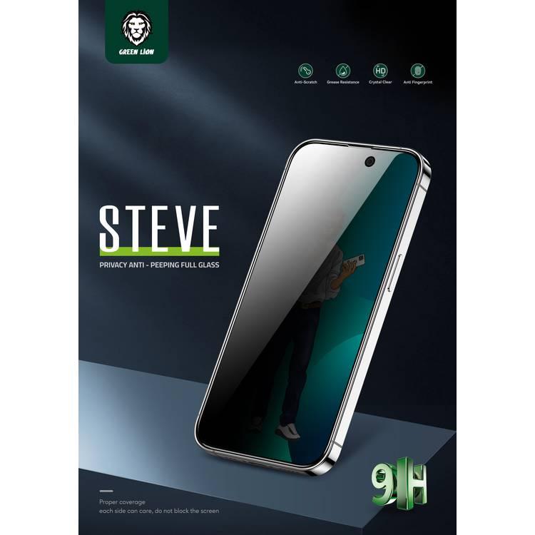 Green 9H Steve Privacy Full Glass Screen Protector iPhone 14 Pro Max Compatibility - Black