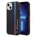 BMW Motorsport Collection PC/TPU IML Case with Printed Tricolor Fading Stripe iPhone 14 Plus Compatibility - Black