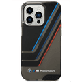 BMW Motorsport Collection PC/TPU IML Case with Printed Tricolor Fading Stripe iPhone 14 Compatibility - Black