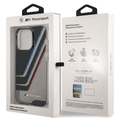 BMW Motorsport Collection PC/TPU IML Printed Tricolor Stripes, Translucent Zones iPhone 14 Pro Compatibility - Black