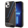 BMW Motorsport Collection PC/TPU IML Printed Tricolor Stripes, Translucent Zones Bumper Protection iPhone 14 Compatibility - Black