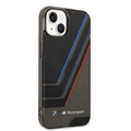 BMW Motorsport Collection PC/TPU IML Printed Tricolor Stripes, Translucent Zones Bumper Protection iPhone 14 Compatibility - Black