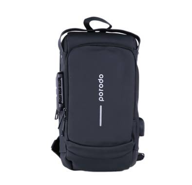 Porodo Lifestyle Water-Proof Oxford Fanny Pack  With USB-A Port - Black