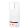 BMW Motorsport Collection PC/TPU IML Case Big Square Transparent and Printed Bottom Logo iPhone 14 Pro Max Compatibility - White