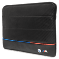CG MOBILE BMW Carbon PU Sleeve With Contrasted Tricolor Line Protective Bag 14" Compatible With MacBook Intel® UHD Graphics/Windows/HP/Value Top Load Bag/Work, School, etc. - Black