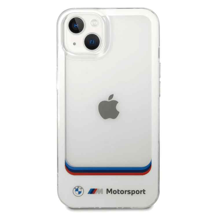 BMW Motorsport Collection PC/TPU IML Case Big Square Transparent Area and Printed Bottom Logo Compatible wit iPhone 14 - White