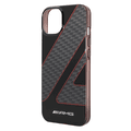 AMG Transparent Double Layer Case with Checkered Flag Pattern Crystal Case iPhone 14 Compatibility - Red