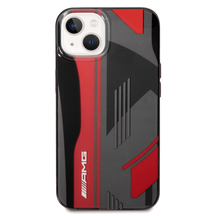 AMG Transparent Double Layer Case Expressive Graphic Design iPhone 14 Compatibility - Black/Red