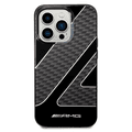 AMG Transparent Double Layer Case with Checkered Flag Pattern Crystal Case iPhone 14 Pro Compatibility - Black