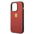 Ferrari Leather Case with Hot Stamped Sides & Yellow Shield Logo iPhone 14 Pro Compatibility - Red