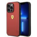 Ferrari Leather Case with Hot Stamped Sides & Yellow Shield Logo iPhone 14 Pro Compatibility - Red