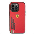 Ferrari PU Leather Case with Printed Big SF Logo iPhone 14 Pro Compatibility - Red