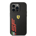 Ferrari PU Leather Case with Printed Big SF Logo iPhone 14 Pro Max Compatibility - Black