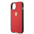 Ferrari HC PU Case with Italian Flag Line iPhone 14 Plus Compatibility - Red