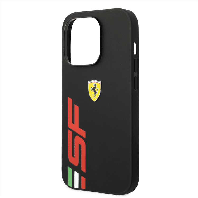 Ferrari PU Leather Case with Printed Big SF Logo iPhone 14 Pro Compatibility - Black