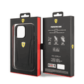 Ferrari Leather Case with Hot Stamped Sides & Yellow Shield Logo iPhone 14 Pro Max Compatibility - Black