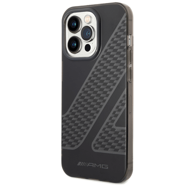AMG Frosted PC Case - Checkered Pattern, Bumper Protection iPhone 14 Pro Max Compatibility - Black