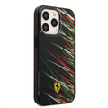 Ferrari PC/TPU Case with Double Layer Grass Print iPhone 14 Pro Compatibility - Black