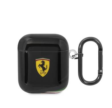 CG MOBILE Ferrari TPU Case with Double Layer Design Shockproof Case Cover Portable & Protective with Scratch Protection, Resistant to Damage Compatible with Airpods 1/2 - Black