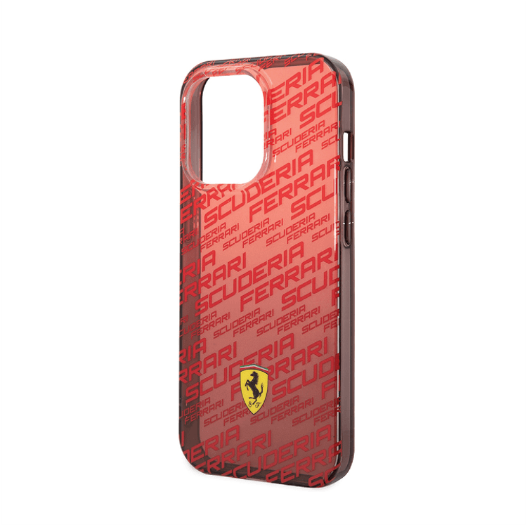 Ferrari Gradient PC/TPU Case with Allover Scuderia & Dyed Bumper iPhone 14 Compatibility - Red