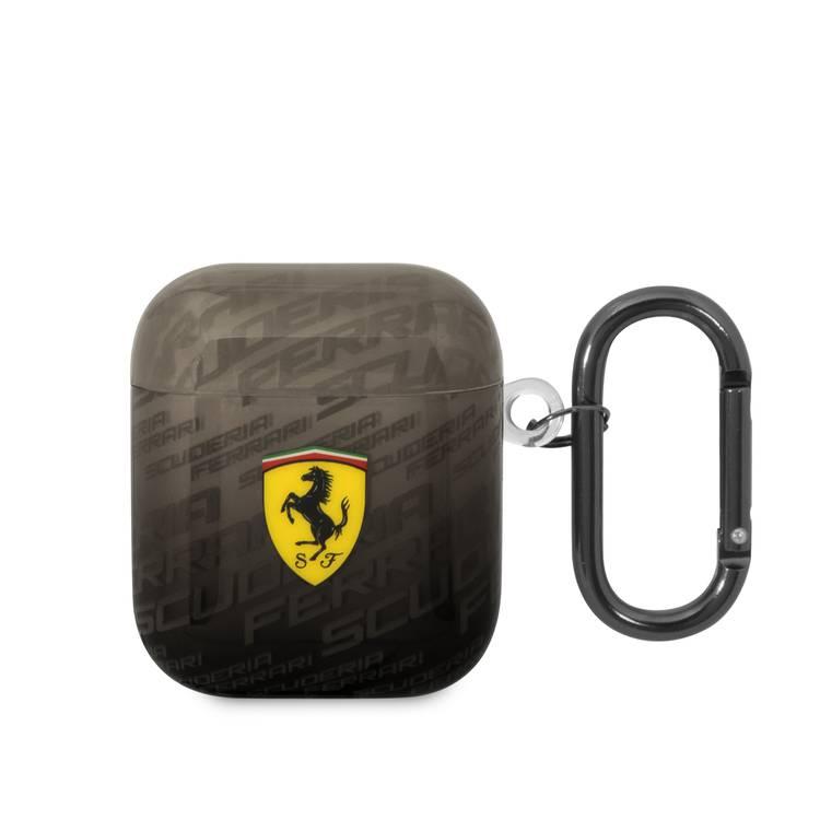 CG MOBILE Ferrari Case With Scuderia Ferrari Pattern Design compatible with Airpods 1/2 - Black