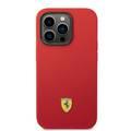 CG Ferrari Magsafe Compatibility Liquid Silicone Case with Metal Yellow Logo Shield iPhone 14 Pro Compatibility - Red