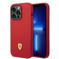 CG Ferrari Magsafe Compatibility Liquid Silicone Case with Metal Yellow Logo Shield iPhone 14 Pro Compatibility - Red
