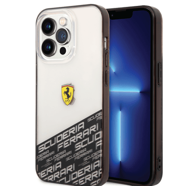 Ferrari PC/TPU IML Case with Bottom Scuderia Allover Print iPhone 14 Pro Max Compatibility - Silver