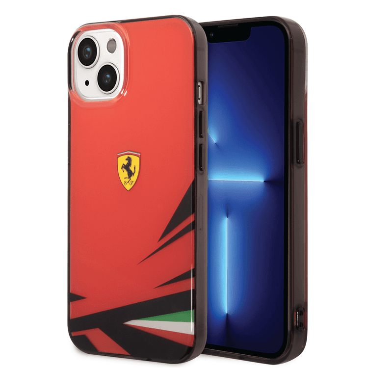 Ferrari PC/TPU Case with Double Layer Print iPhone 14 Compatibility - Red