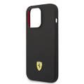 CG Ferrari Magsafe Compatibility Liquid Silicone Case with Metal Yellow Logo Shield iPhone 14 Pro Compatibility - Black