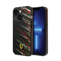Ferrari PC/TPU Case with Double Layer Grass Print iPhone 14 Plus Compatibility - Black