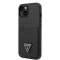 Guess PU Saffiano Case with Double Cardslot & Metal Triangle Logo iPhone 14 Compatibility - Black